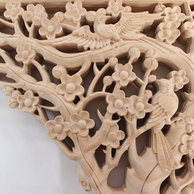 东阳仿古木雕中式装饰造型实木角花枪角牛腿梁托双面雕刻古典龙凤