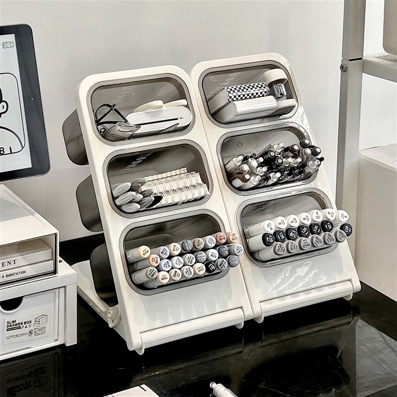 斜插式笔筒文具收纳盒大容量小学生书桌笔桶置物架办公室桌面笔架