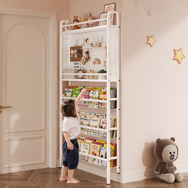 洞洞板置物架门后夹缝儿童书架一体靠墙绘本架墙上落地极窄铁艺柜,住宅家具,书架,淘宝优惠券,粉丝福利购,淘宝优惠卷