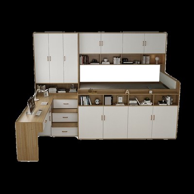 儿童房间小户型榻榻米床男女孩学习转角书桌衣柜床一体组合半高床