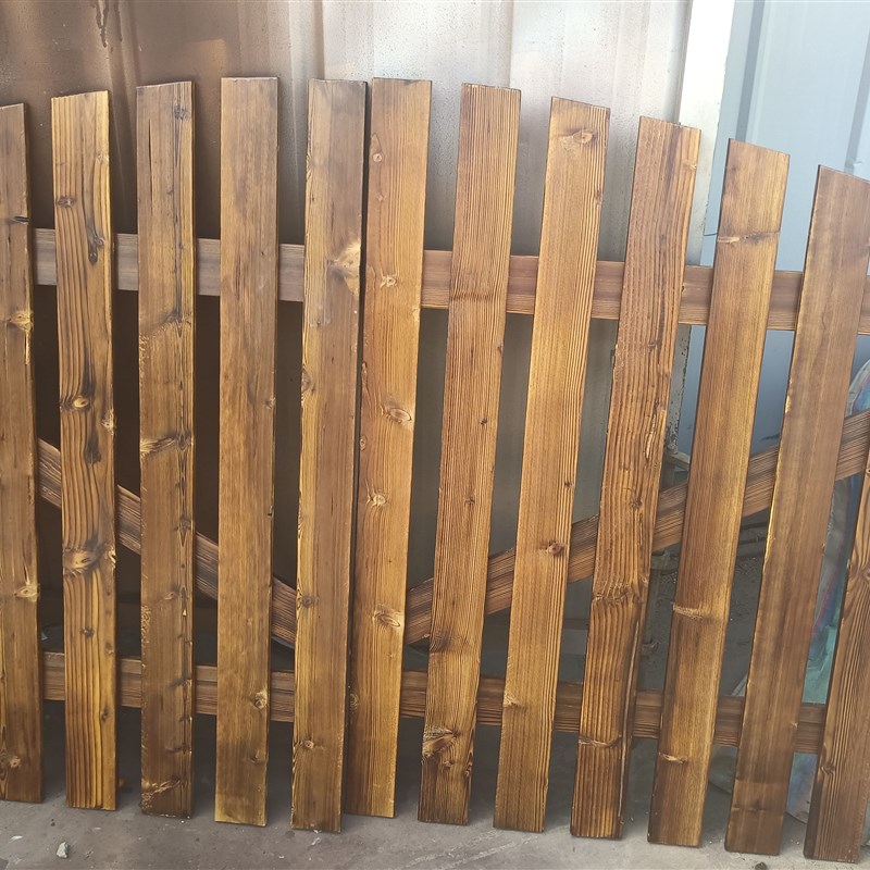 实木花园门碳化防腐木栅栏围栏门户外庭院院子篱笆护栏双开木门