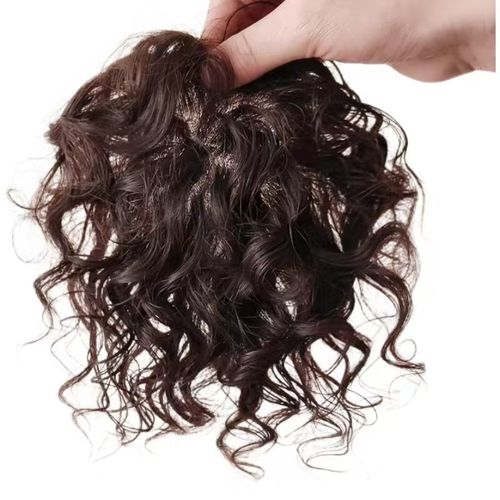 头顶补发片女遮白发补头顶假发片真发无痕卷发自然发顶蓬松卷短发