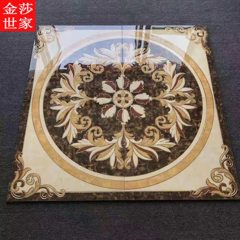 入户门拼花地砖客j厅玄关大理石瓷砖欧式拼花图案仿水刀地毯花造