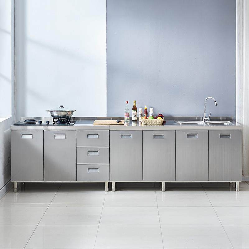 3钢04整体全不锈白厨房橱柜灶简易台一储物整体304收纳碗柜家用小