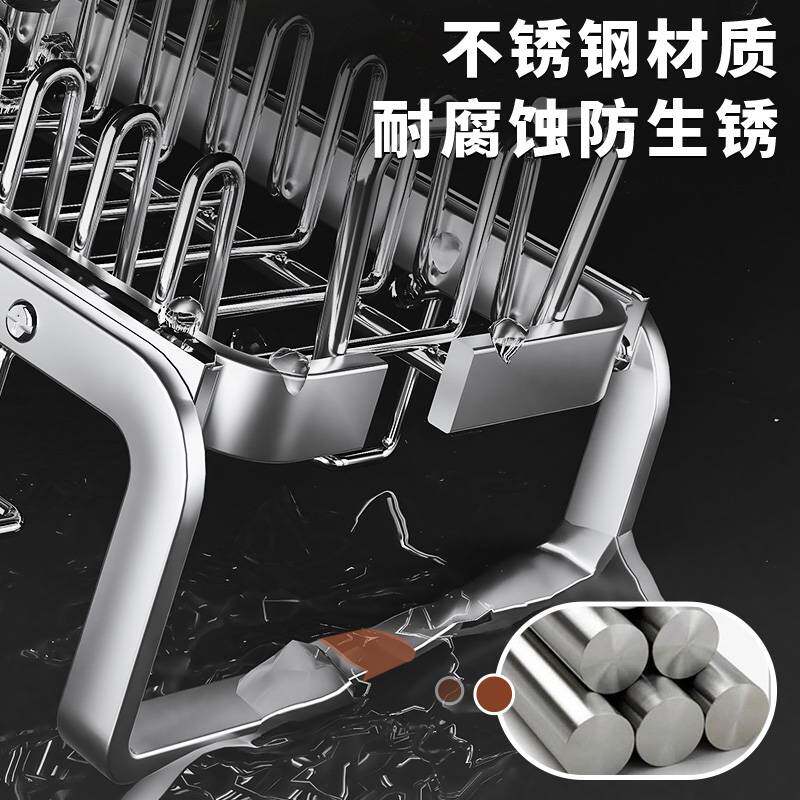 厨房不锈钢抽拉碗碟收纳架碗盘橱柜抽屉内置放碗筷沥水拉篮置物架