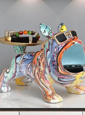 简单的创颜色斗牛550S饰犬吉娃娃狗雕像客意厅装品家入口酒柜办公