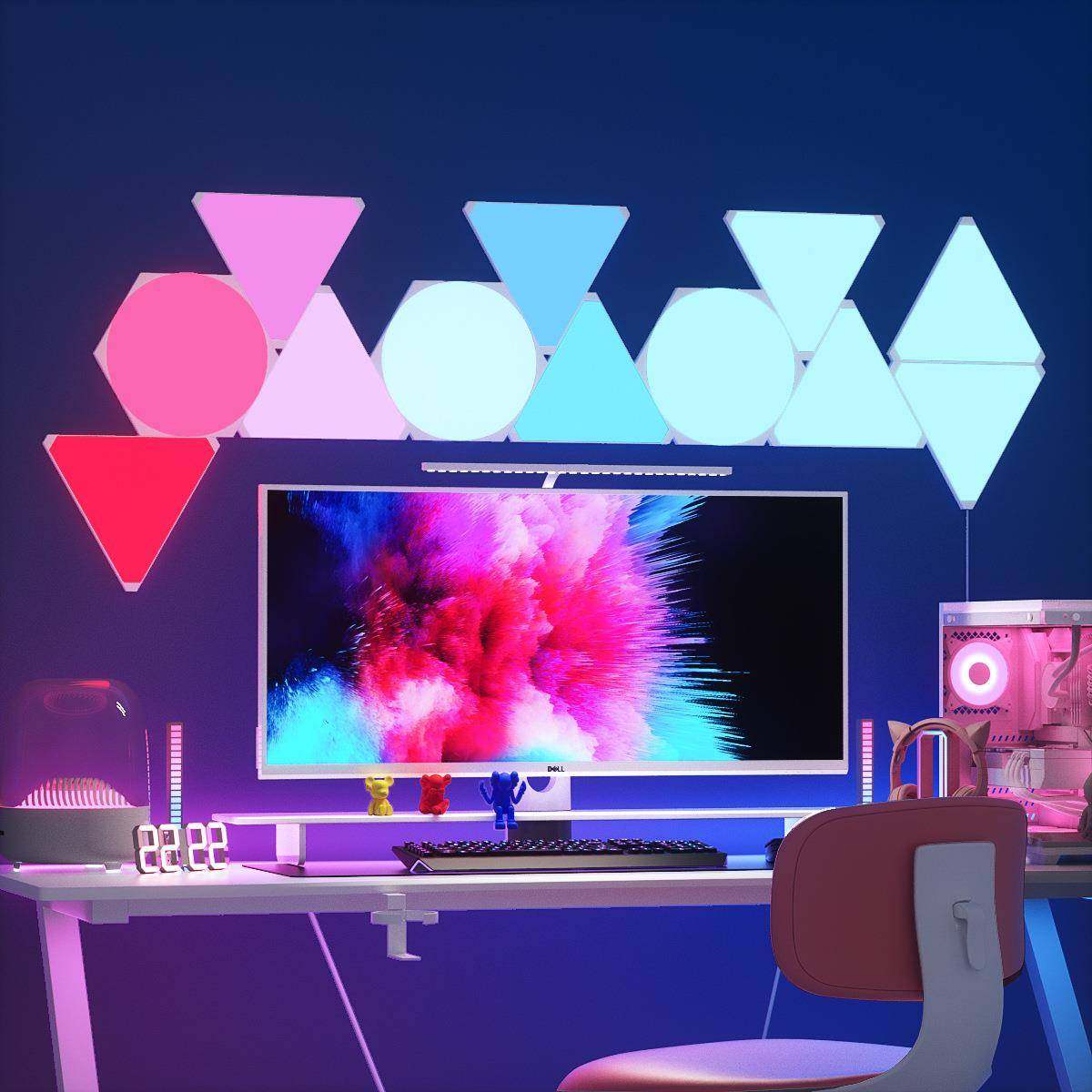 智能奇光板拾音节音乐量子灯三角电拼接灯竞氛围灯壁灯420小墙奏