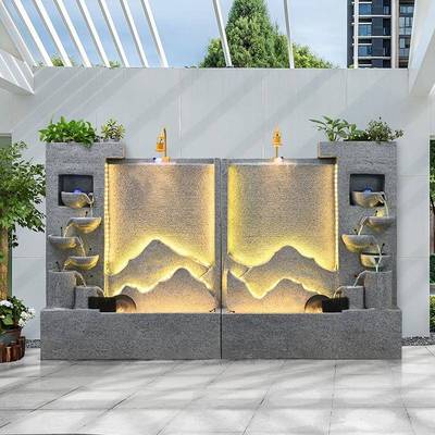 假山流水RCP水喷泉墙流水墙屏风摆件造景庭观幕循环水公司院水景