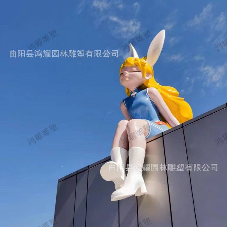 树脂泡沫玻璃钢卡通形象IP雕塑商场座椅吉祥物公仔雕塑装饰摆件