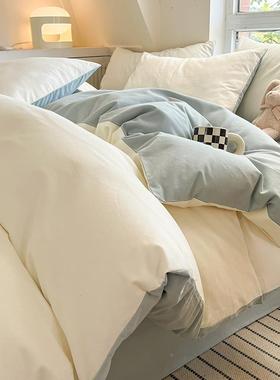 春秋被套被罩男生非全棉柔床单学生宿舍毛被单四顺件套冬磨单AHF