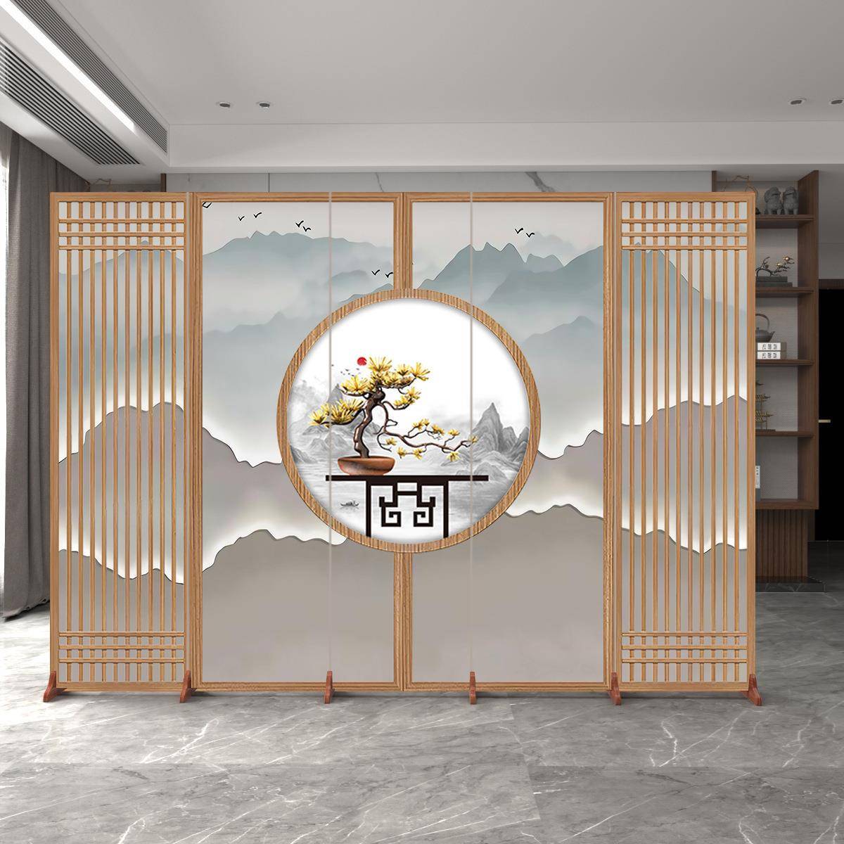 新中式国风仿古屏风999隔断办公叠室用卧室客家厅推玄关移动拉折