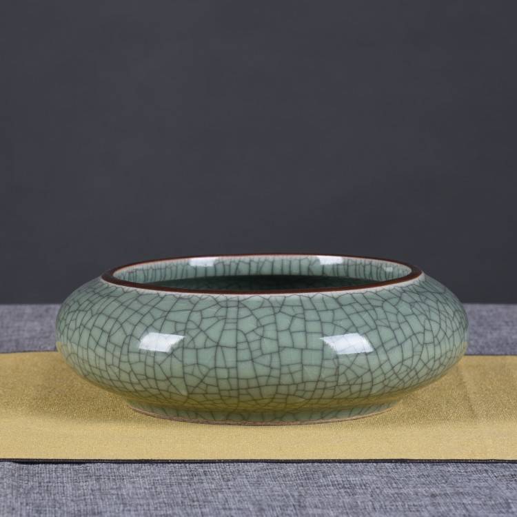 景德镇陶瓷工艺品仿古开片裂纹笔洗 茶洗烟灰缸 家居陶瓷装饰摆件