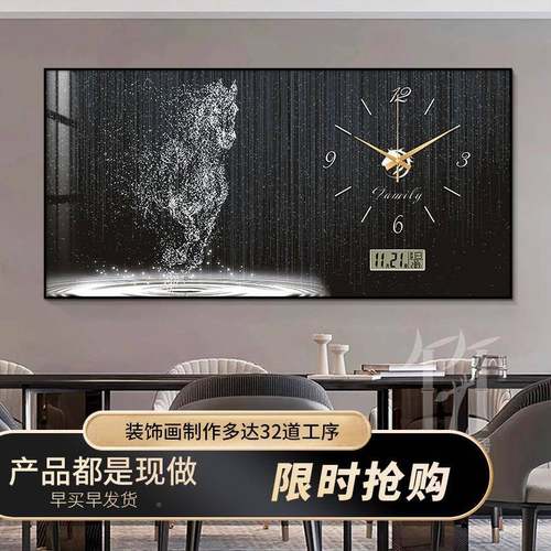 马到功电表成箱装饰画XY751774带万年画钟表配电箱遮挡现代轻奢历