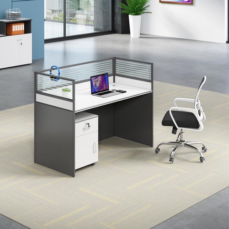 G620职员办公桌工位屏椅风断工隔位黑白转角直台卡位桌组电脑合桌