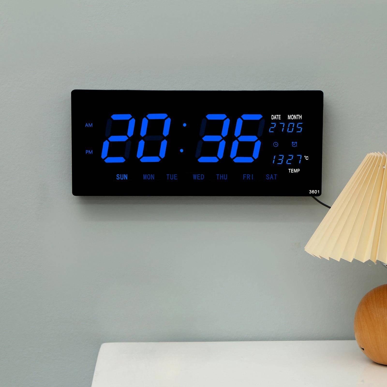 跨境LD数码电子钟功多能客3601英厅万年历挂钟E静音ED数字显示墙