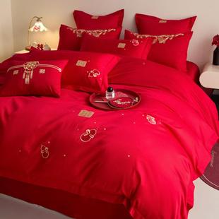 2025庆新款婚庆四dfhm286件套中式喜结婚床上用单品大被红床套罩