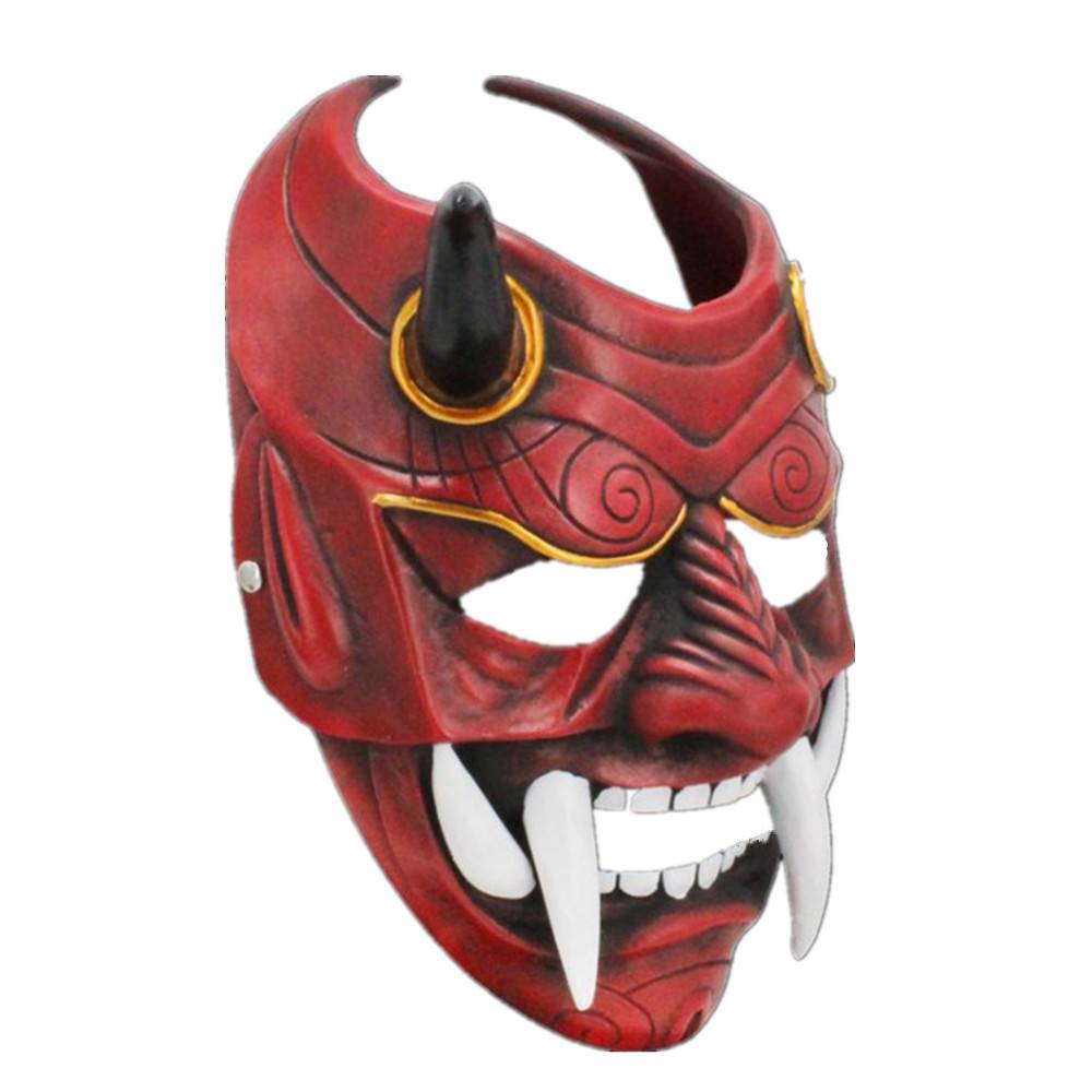 日系赤般若面具红色恶魔鬼首面罩白鬼院凛凛蝶万圣节装饰道具mask
