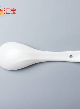 包邮汤勺整箱勺14cm陶瓷纯白饭勺800支镁质黄三弯勺出口陶瓷勺