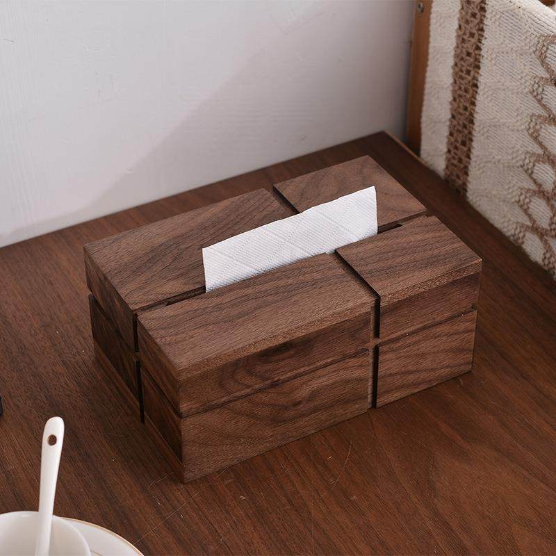木质创意式中纸盒纸巾盒桌面抽纸盒客厅实木收纳约盒抽拉式抽简办