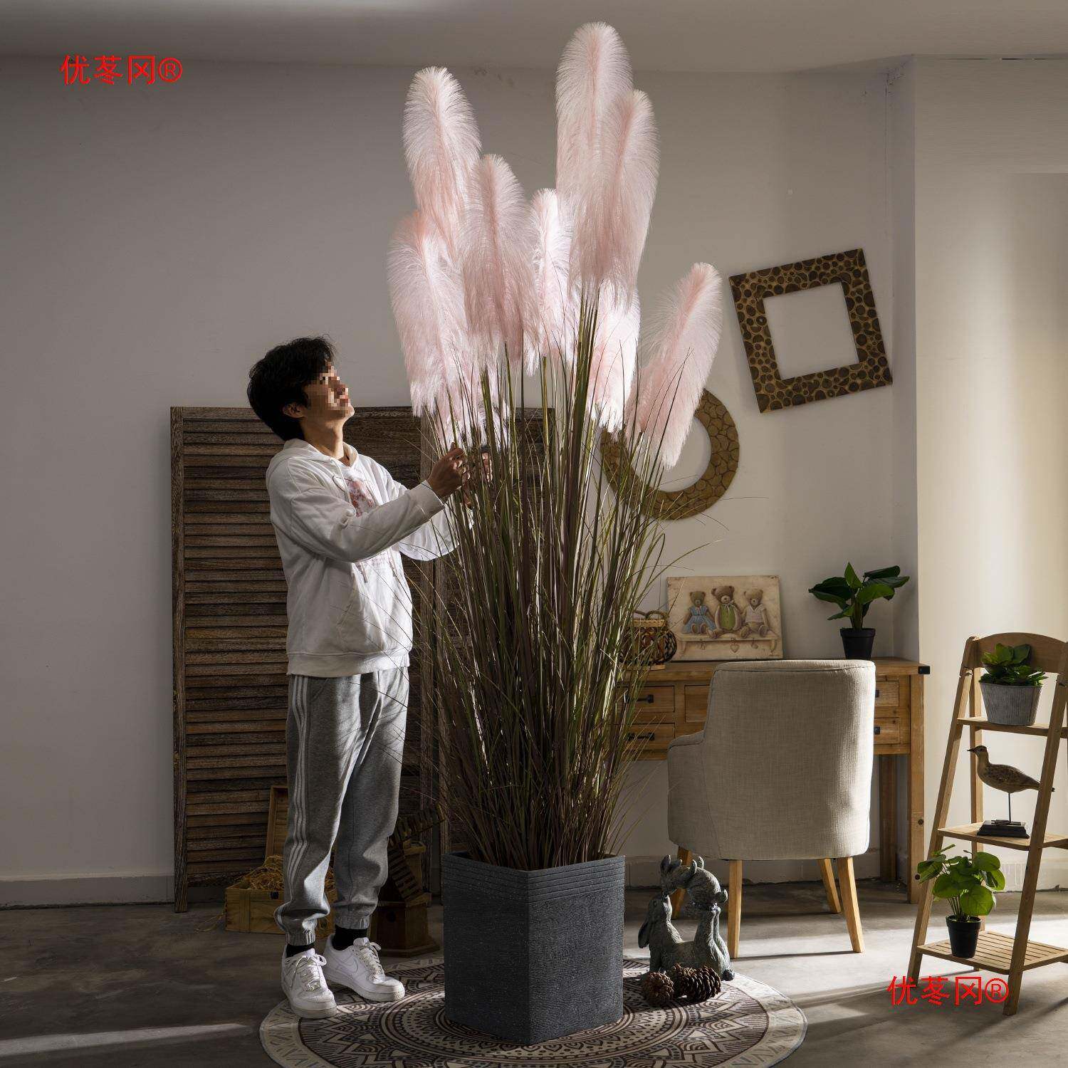 22假4大型芦苇草0仿真花62546258假绿植仿生花落地植物盆栽摆树件