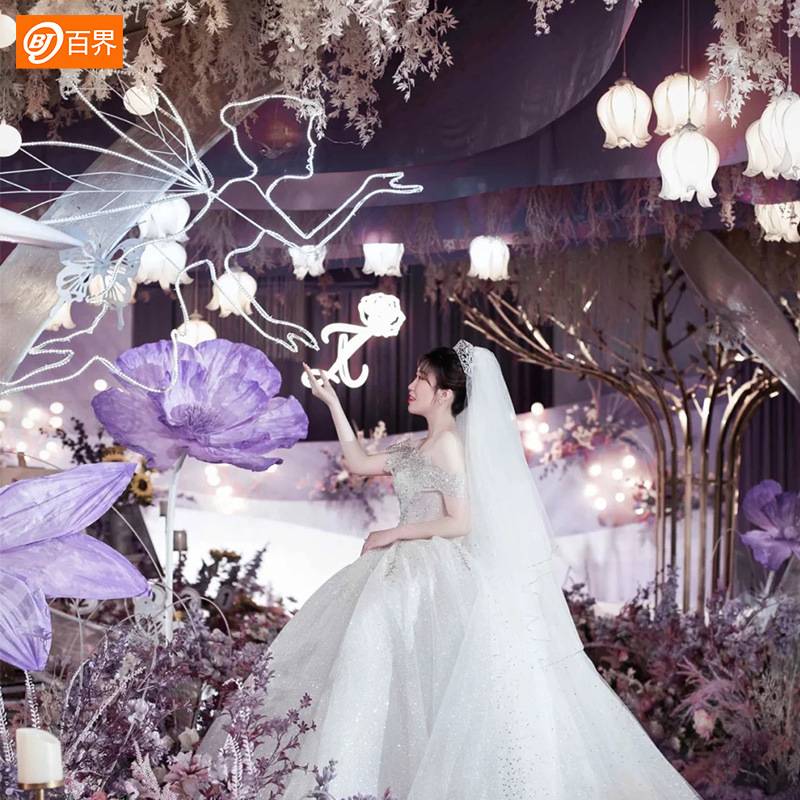 百界婚庆道具铁艺精灵摆件欧式婚礼舞台场景装饰挂件迎宾发光道具