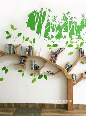 木书树形书架上墙装饰创园意书柜幼收纳架置物架儿YPN殊实造型