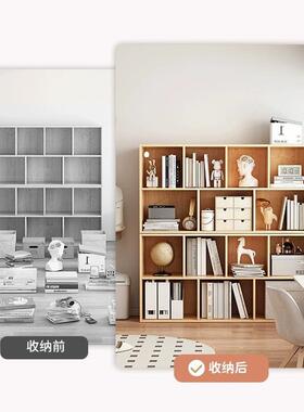 书落地置物架XBB架物用简易柜子储柜客厅格子柜飘家窗收纳书柜置