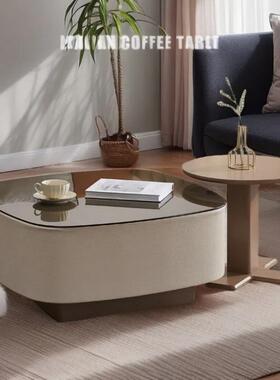 意式轻奢岩茶几油现代极型简客厅奶家用小户组合df65465新款边板