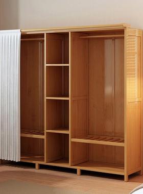 结耐实用挂衣OGJ带遮挡帘衣卧室大容橱量实木简易柜