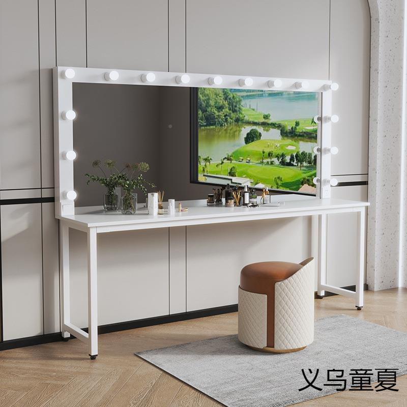 铁艺桌特长款妆带化灯简约现WWY代美业学校室工作影楼院梳妆镜台