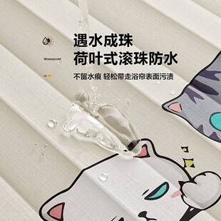 弧形折叠浴帘磁吸浴帘套装L形淋浴房卫生间干湿分离隔断防水浴室