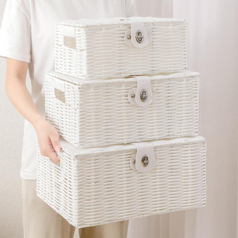 编橱衣柜收纳箱家箱用整理储物套盒子大容量衣服子装物玩具仿藤织