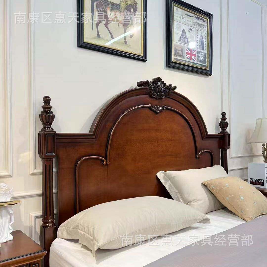 美式复古实木床双床人大欧室式轻奢卧婚床现代简约1.8H18米床橡木