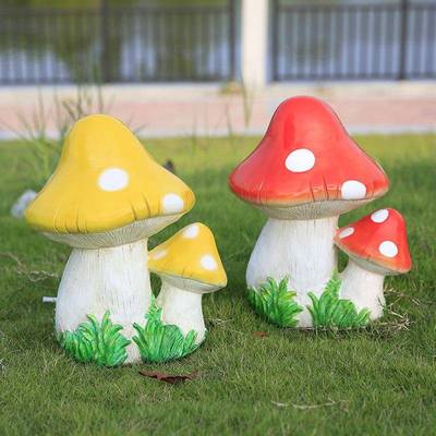 户外仿真坪蘑菇树脂摆件花园庭院别WGMG040墅草景观落家用玻装璃