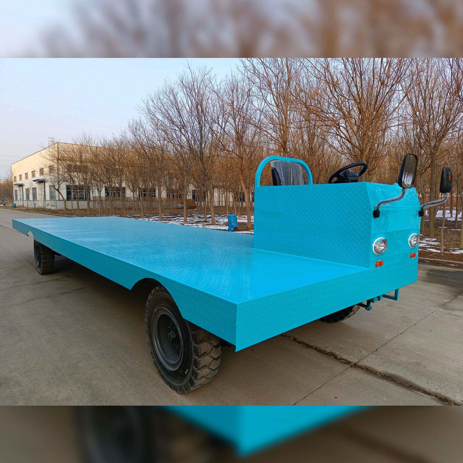 电动四轮平板搬运周转车厂区仓库物流倒货车工地高栏运输拉货车