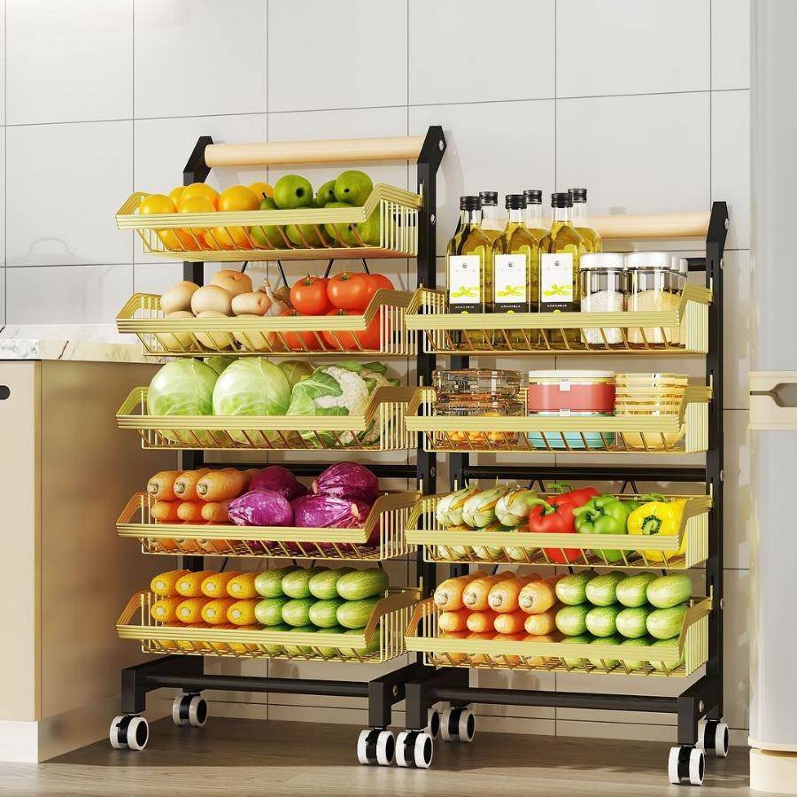 房置物落地置物推小推车架杂物收纳小车收架纳架网篮可厨调节多层