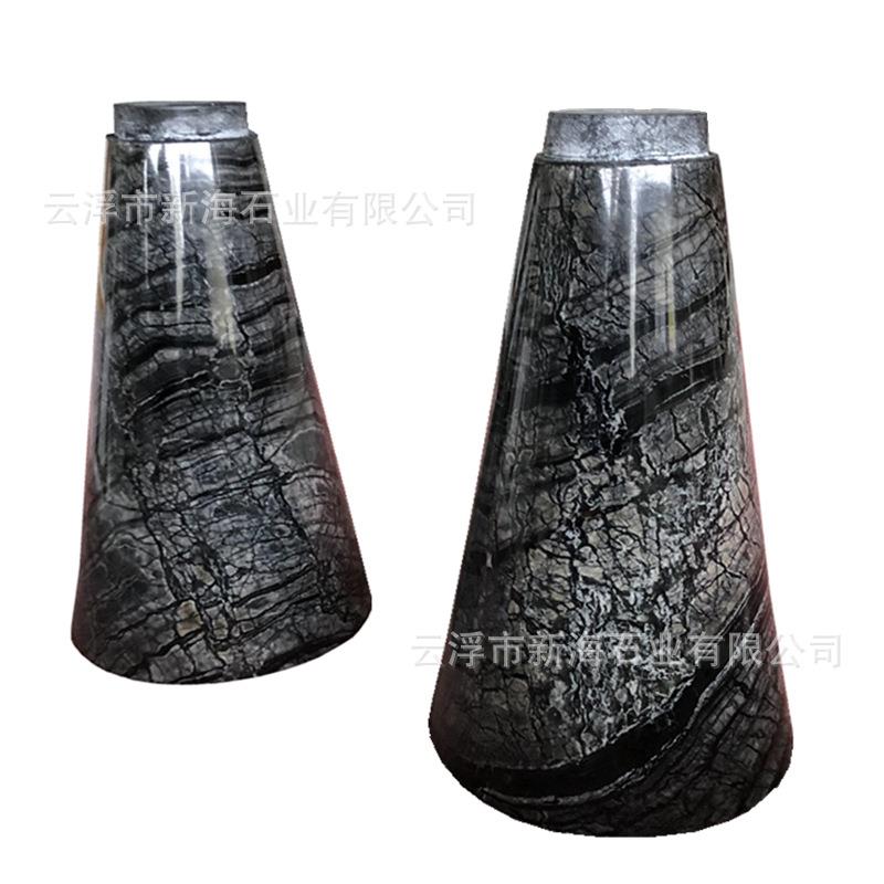 天然大理石形圆工柱实心石材墩子边餐桌家几具桌脚腿雕塑9艺品底