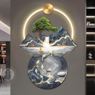 山l水走廊过挂道画入户ed灯发 饰财画新中式 流Fh $p&aq水生玄关装