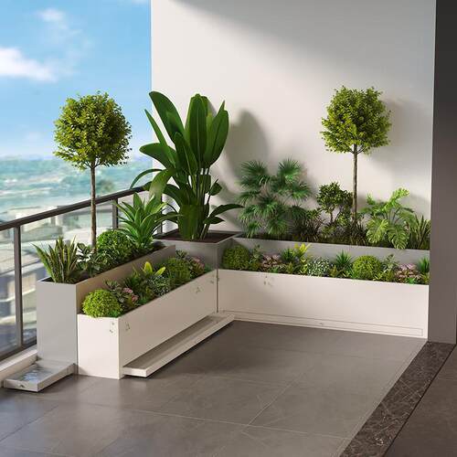 庭台院阳接花箱坐凳组合带DH-20240托水种盘可水室内楼顶露台植箱