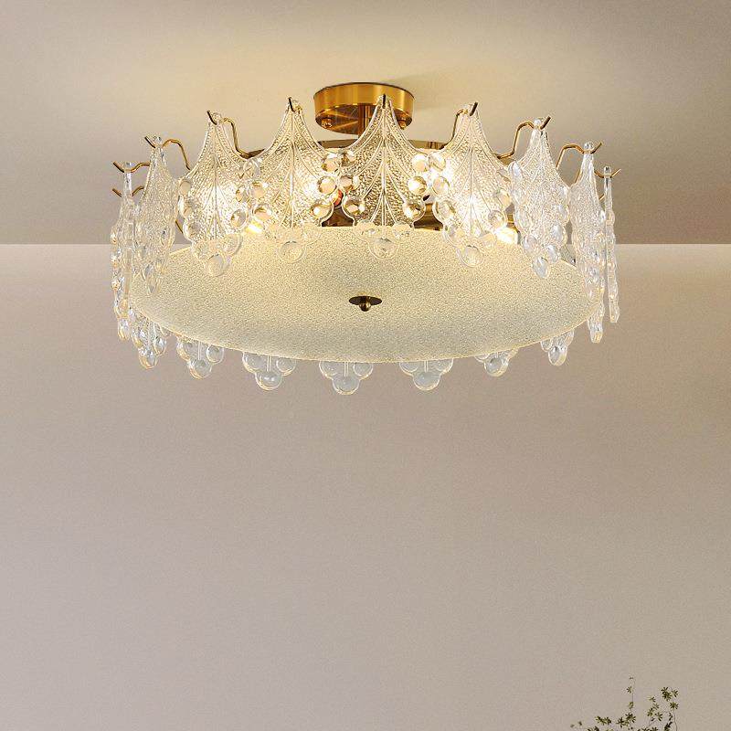 【严选37】房玻璃吊客厅LED璃吊灯大气大厅灯圆灯形卧室餐厅书玻