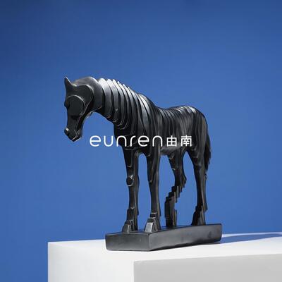 简约现视创意抽象骏马电代雕塑摆件动GEC物软装饰品酒店样板房柜