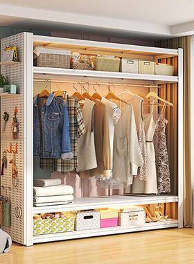 家用组合衣架卧室出租GEE多层开放房衣柜式收纳架厚钢制置加物架衣柜