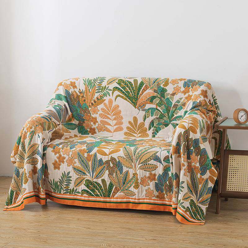 纯棉纱布毛巾被加大加厚柔软全棉盖毯透气毛巾毯四季清新 成人床