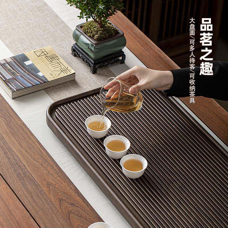 楠竹制实茶盘茶台排水办式无毛刺用公室用家托盘茶YJ390具高端木