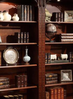 美式门实现木书柜组合全无欧式展柜复古置物LAZ架子客厅落地书橱