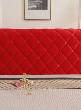 A10L新款加厚防撞全包床头罩通用水晶绒夹棉欧式床靠垫软包保护套