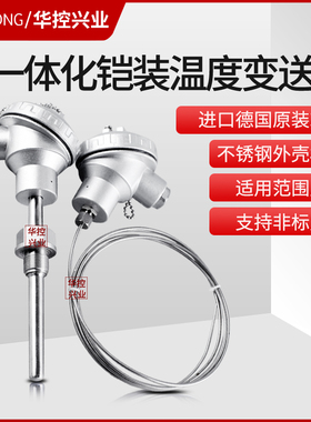 铠装热电阻温度传感器K型热电偶TJ WRNK1301螺纹式温度变送器管道