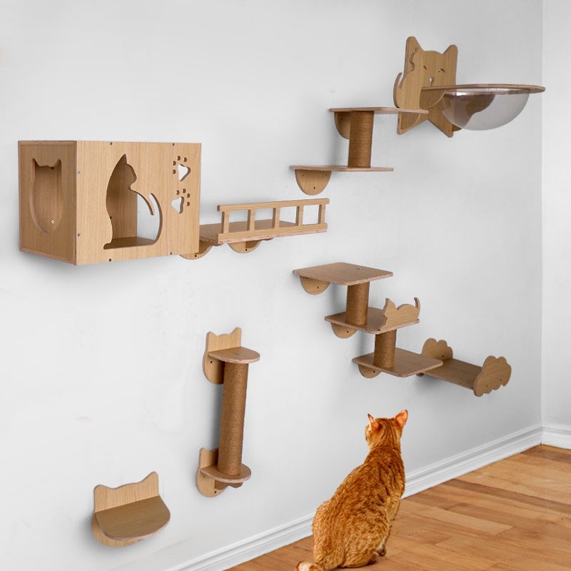猫爬架壁挂式实木猫墙猫窝猫树一体猫架不占地悬挂太空舱猫跳台