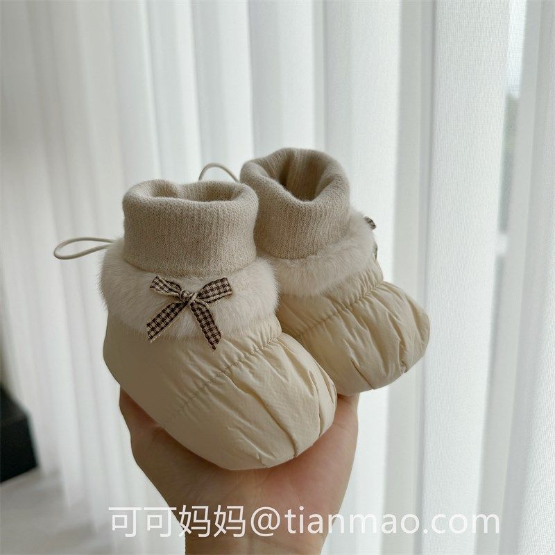 0-12个月婴儿鞋秋冬季1岁加绒加厚保暖棉鞋男女宝宝不掉地板袜鞋