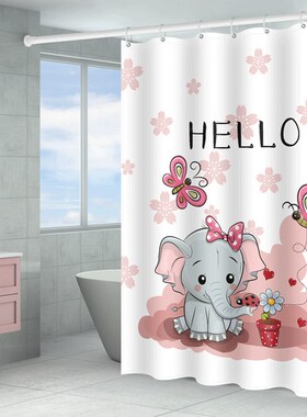 卫生间防霉浴帘套装o免打孔浴室洗澡沐浴帘隔断帘窗帘防水挂帘子